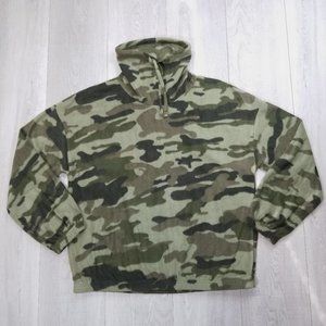 Derek Heart Camouflage Cowl neck with a pull tie Oil Green Camo Sweater Size XL